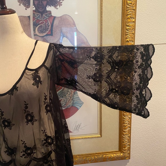 Black off shoulder sheer blouse - Picture 9 of 11